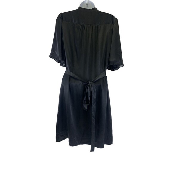 BOGO BCBGMaxazria Silk Dress Black Short Pleated Sleeves Tie Wrap Around Medium - Picture 7 of 14